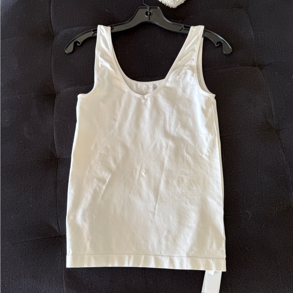 J. Crew White Asymmetrical Sleeveless Tank Top
